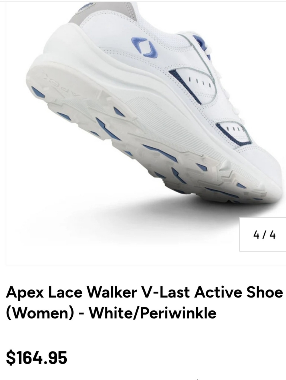 Apex Women's Lace-Up Walking Sneakers in White and Periwinkle - Picture 2 of 16